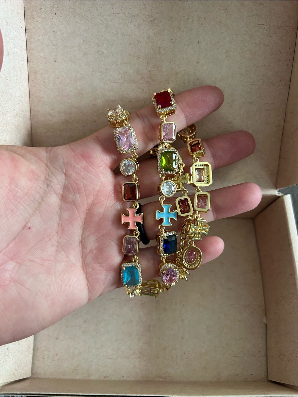 Gold-Tone Multicolor Gem Link necklace - Women Jewelry
